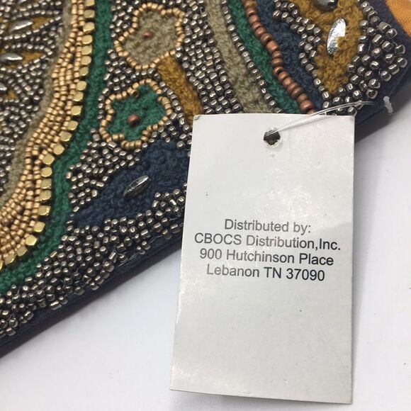 NWT Beaded Boho Paisley Embellished Clutch Pouch - Picture 8 of 15